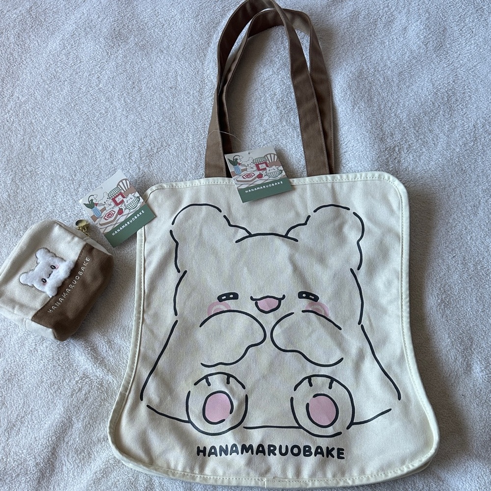 Sanrio Hanamaruobake Tote and Pouch Set | Double-Sided Tote | Kawaii | Wallet - Picture 5 of 14